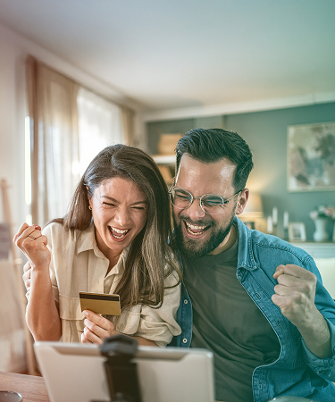 Couple cheering